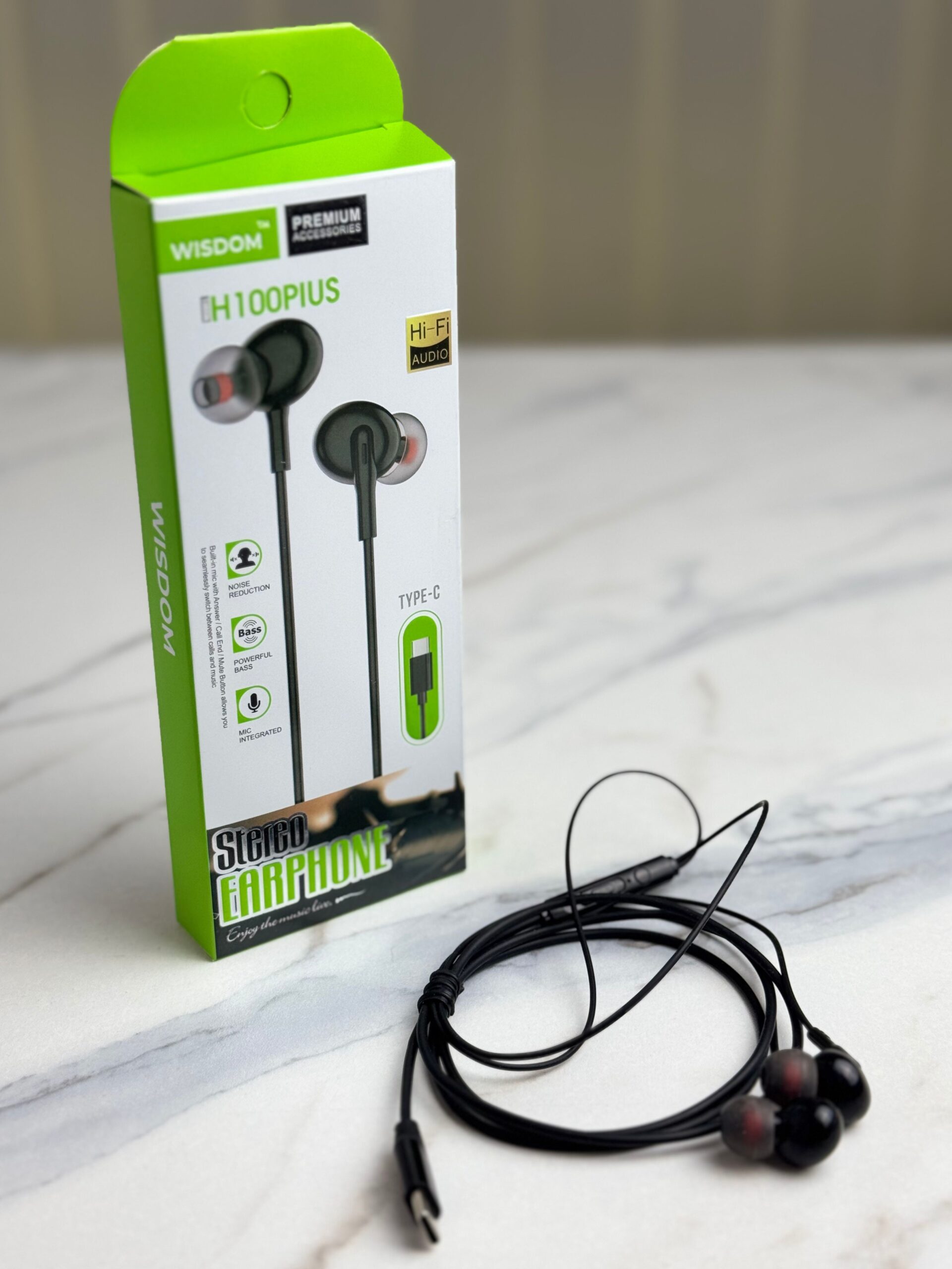 Untitled design (2) Wisdom H100 Plus Stereo Earphone Type-C - Image 1